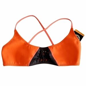 1091 * Rip Curl The Bomb Bikini Top Laser Cut Orange Black Size L